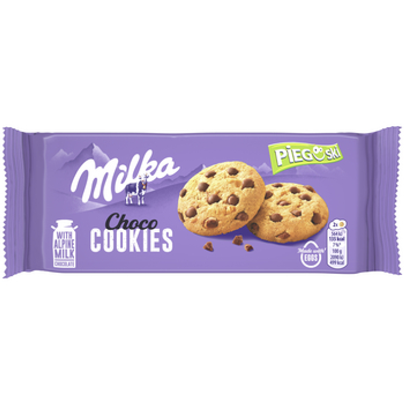 Milka Ciasteczka Pieguski Nut Ciastka z Kawałkami Czekolady i Orzechów 135g